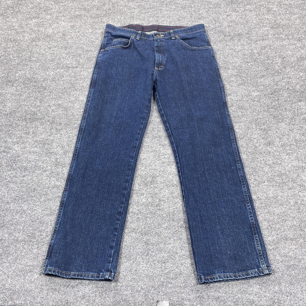 Wrangler Jeans Mens 34x29 Blue Regular Straight Leg Stretch Denim Medium Wash